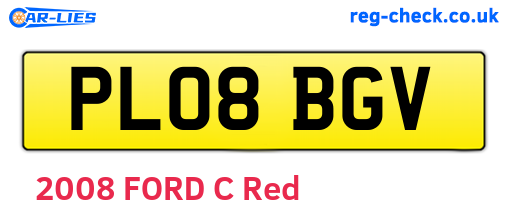 PL08BGV are the vehicle registration plates.