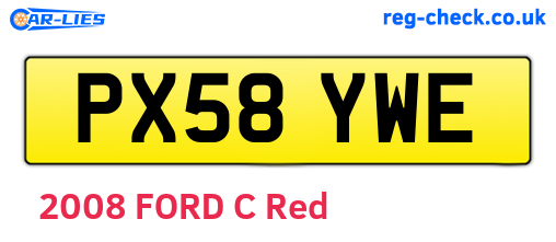 PX58YWE are the vehicle registration plates.