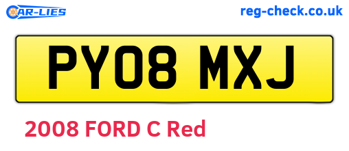 PY08MXJ are the vehicle registration plates.
