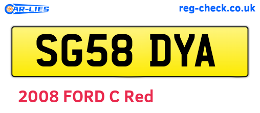 SG58DYA are the vehicle registration plates.
