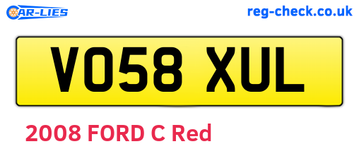 VO58XUL are the vehicle registration plates.