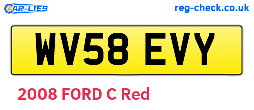 WV58EVY are the vehicle registration plates.