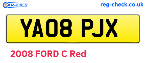 YA08PJX are the vehicle registration plates.