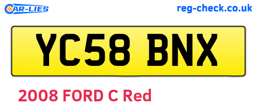 YC58BNX are the vehicle registration plates.