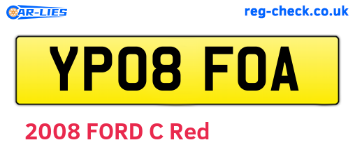 YP08FOA are the vehicle registration plates.