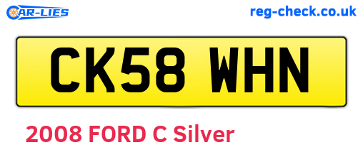 CK58WHN are the vehicle registration plates.