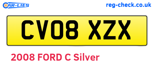 CV08XZX are the vehicle registration plates.