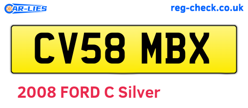 CV58MBX are the vehicle registration plates.