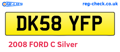 DK58YFP are the vehicle registration plates.