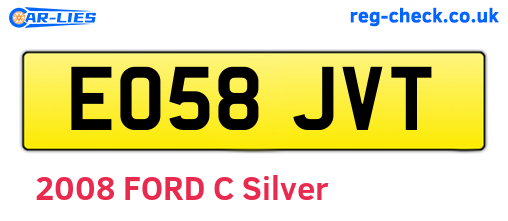 EO58JVT are the vehicle registration plates.