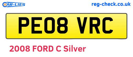 PE08VRC are the vehicle registration plates.