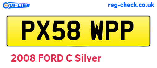 PX58WPP are the vehicle registration plates.