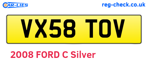 VX58TOV are the vehicle registration plates.