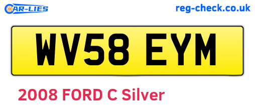 WV58EYM are the vehicle registration plates.