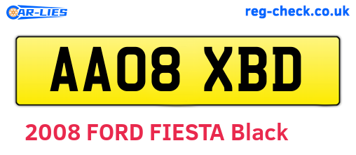 AA08XBD are the vehicle registration plates.