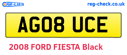 AG08UCE are the vehicle registration plates.