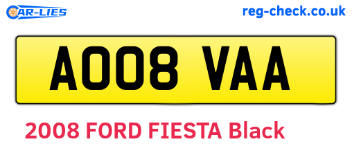 AO08VAA are the vehicle registration plates.