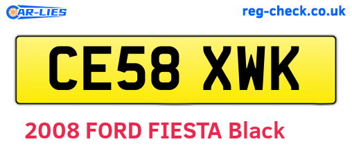 CE58XWK are the vehicle registration plates.