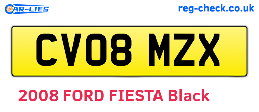 CV08MZX are the vehicle registration plates.