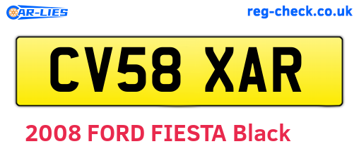 CV58XAR are the vehicle registration plates.