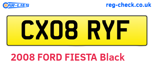 CX08RYF are the vehicle registration plates.