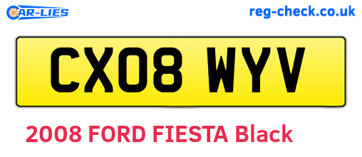 CX08WYV are the vehicle registration plates.