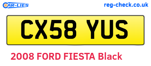 CX58YUS are the vehicle registration plates.