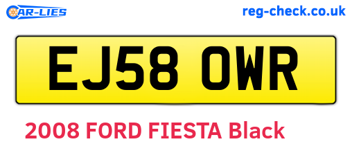 EJ58OWR are the vehicle registration plates.