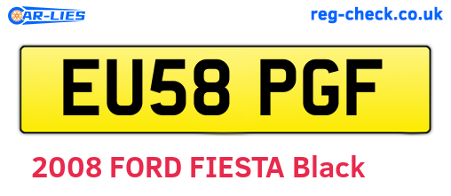 EU58PGF are the vehicle registration plates.