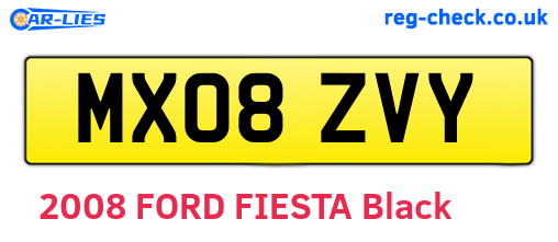 MX08ZVY are the vehicle registration plates.