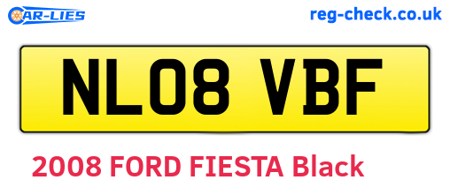 NL08VBF are the vehicle registration plates.