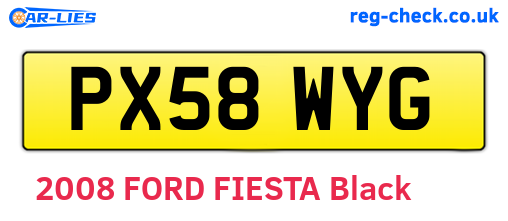 PX58WYG are the vehicle registration plates.