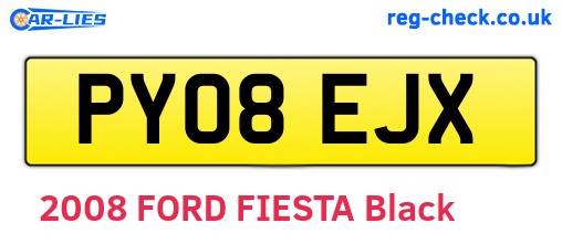 PY08EJX are the vehicle registration plates.