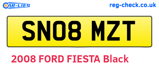 SN08MZT are the vehicle registration plates.