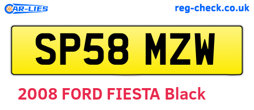 SP58MZW are the vehicle registration plates.