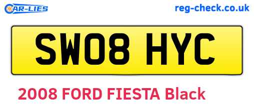 SW08HYC are the vehicle registration plates.