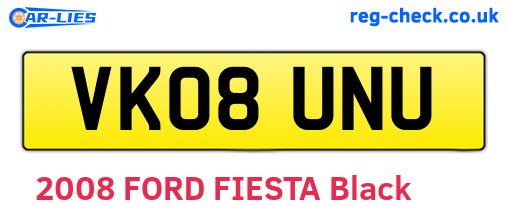 VK08UNU are the vehicle registration plates.