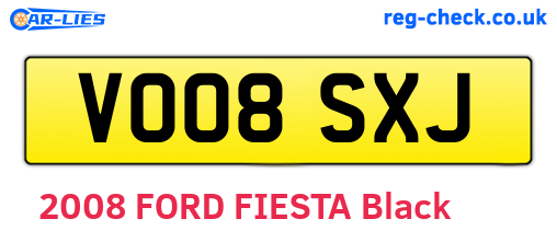 VO08SXJ are the vehicle registration plates.