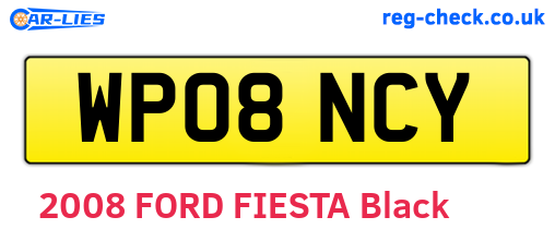 WP08NCY are the vehicle registration plates.