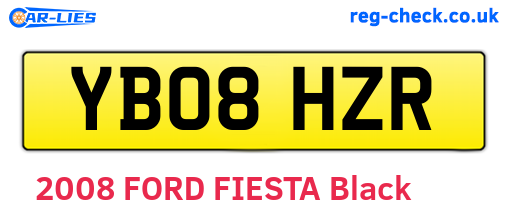 YB08HZR are the vehicle registration plates.