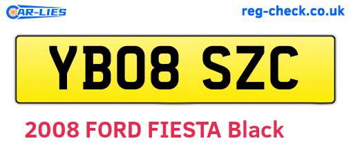 YB08SZC are the vehicle registration plates.