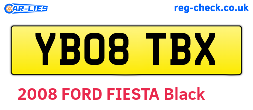 YB08TBX are the vehicle registration plates.