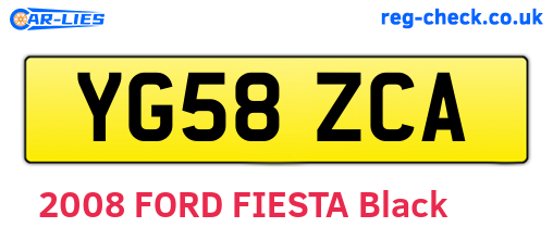 YG58ZCA are the vehicle registration plates.