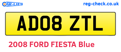 AD08ZTL are the vehicle registration plates.