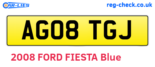 AG08TGJ are the vehicle registration plates.