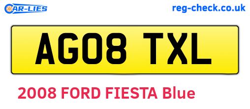 AG08TXL are the vehicle registration plates.