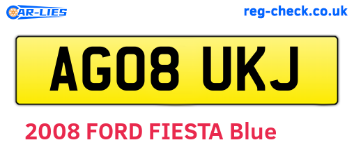 AG08UKJ are the vehicle registration plates.