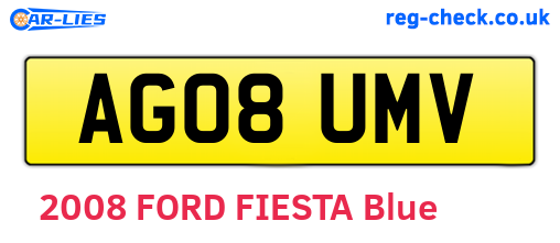 AG08UMV are the vehicle registration plates.