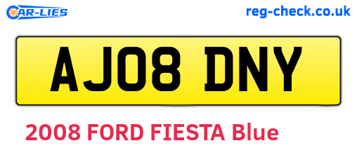 AJ08DNY are the vehicle registration plates.