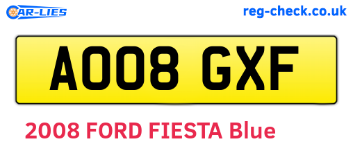 AO08GXF are the vehicle registration plates.